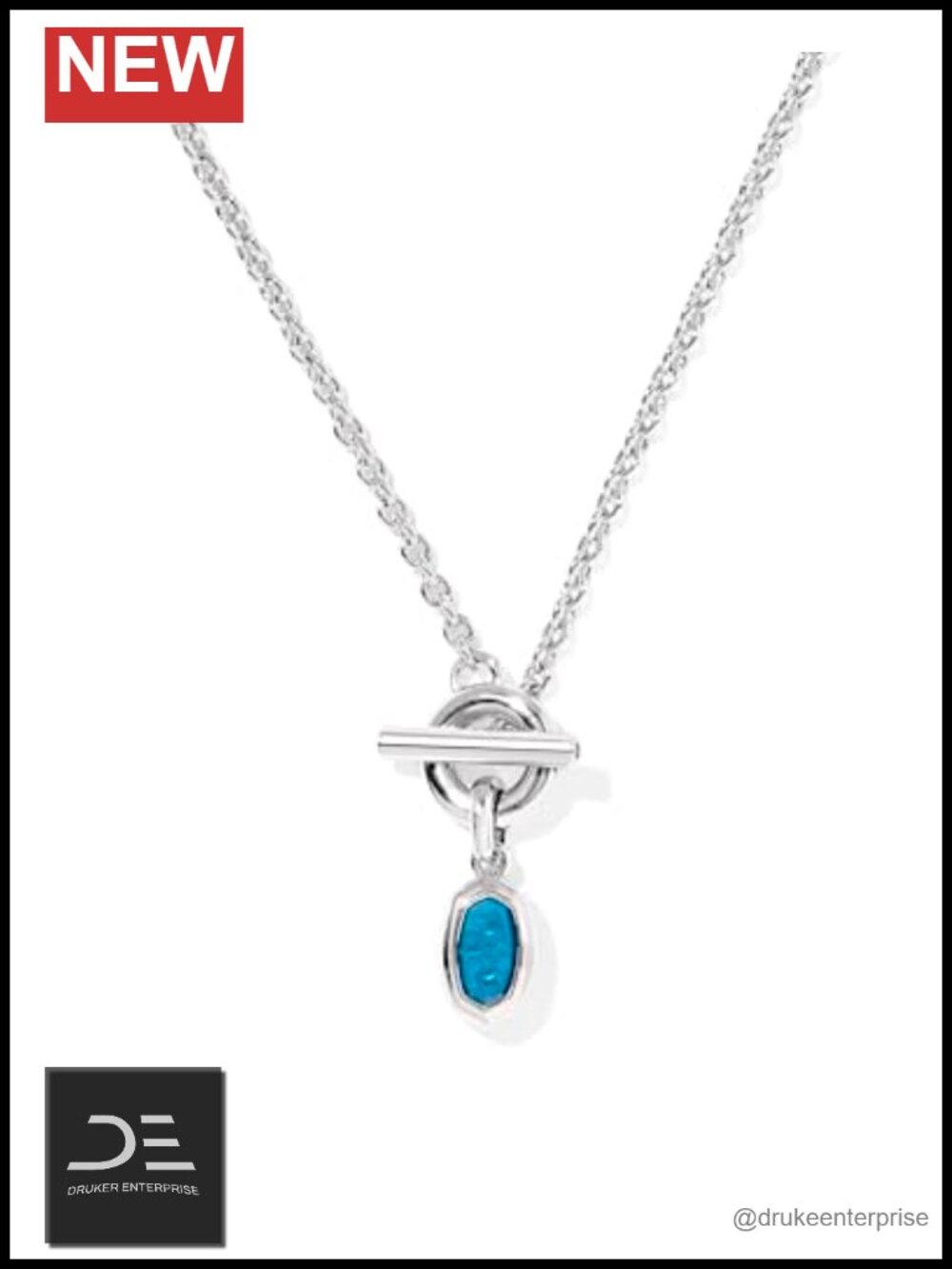Mini Elisa Toggle Pendant Necklace Silver Plated Brass Lobster Clasp Dainty